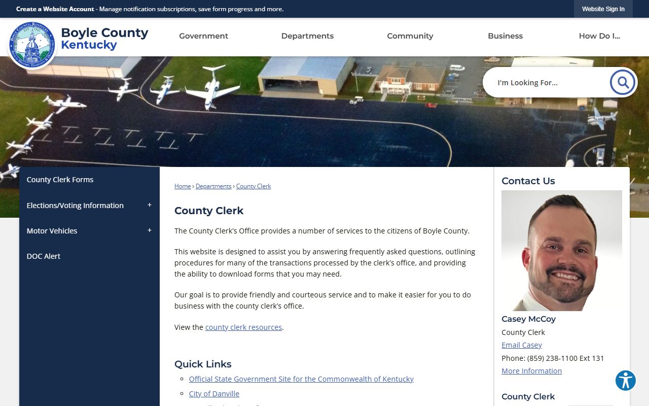 Boyle County Circuit Court Clerk records and County Clerk office distinction