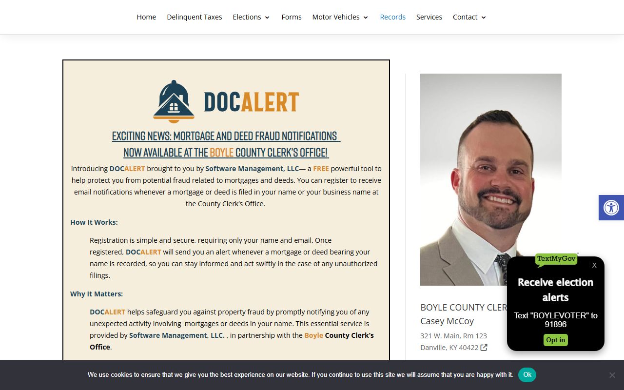 Boyle County Clerk records page for clerk records and eCCLIX access