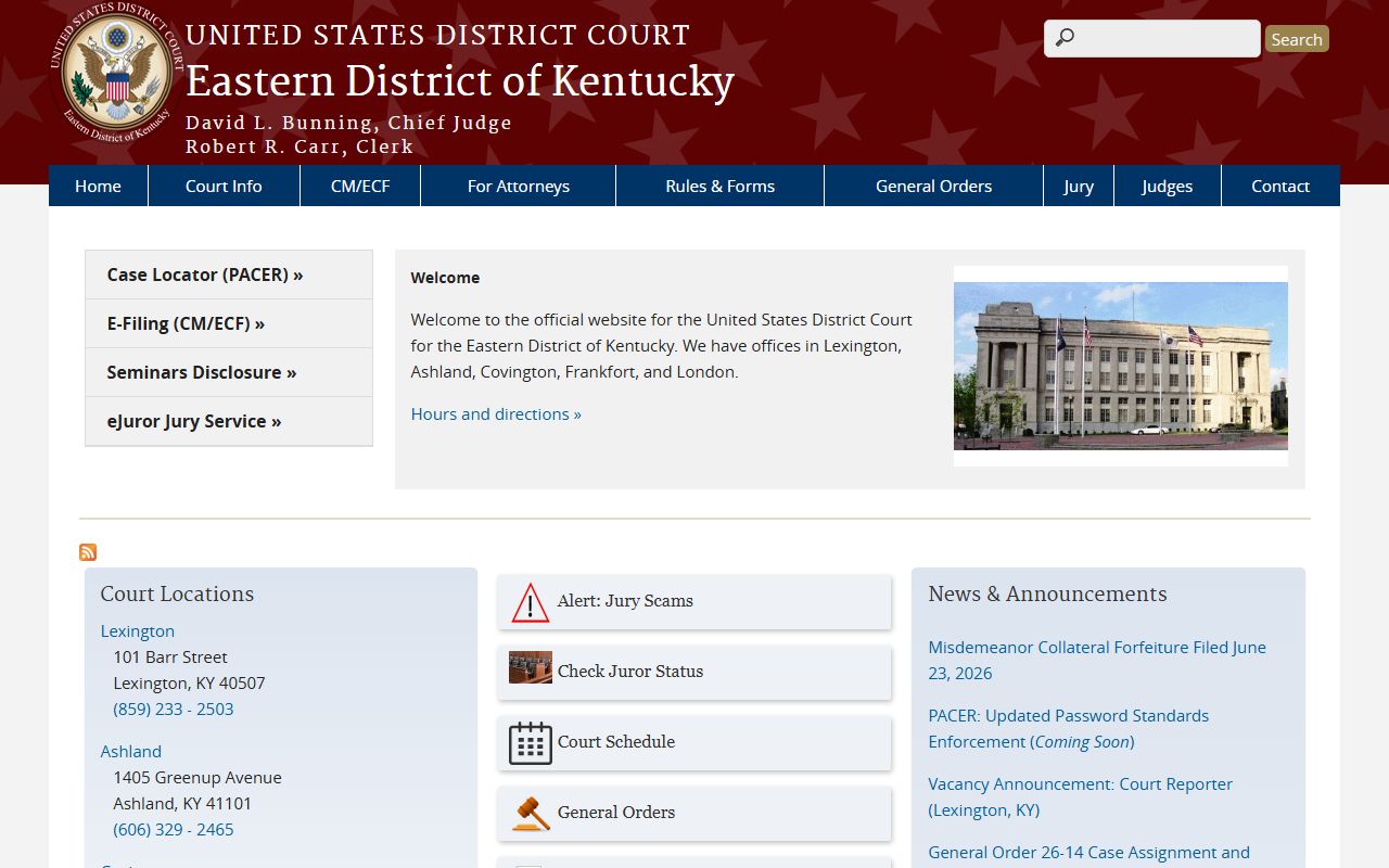 Boyle County Circuit Court records compared with Eastern District of Kentucky federal court